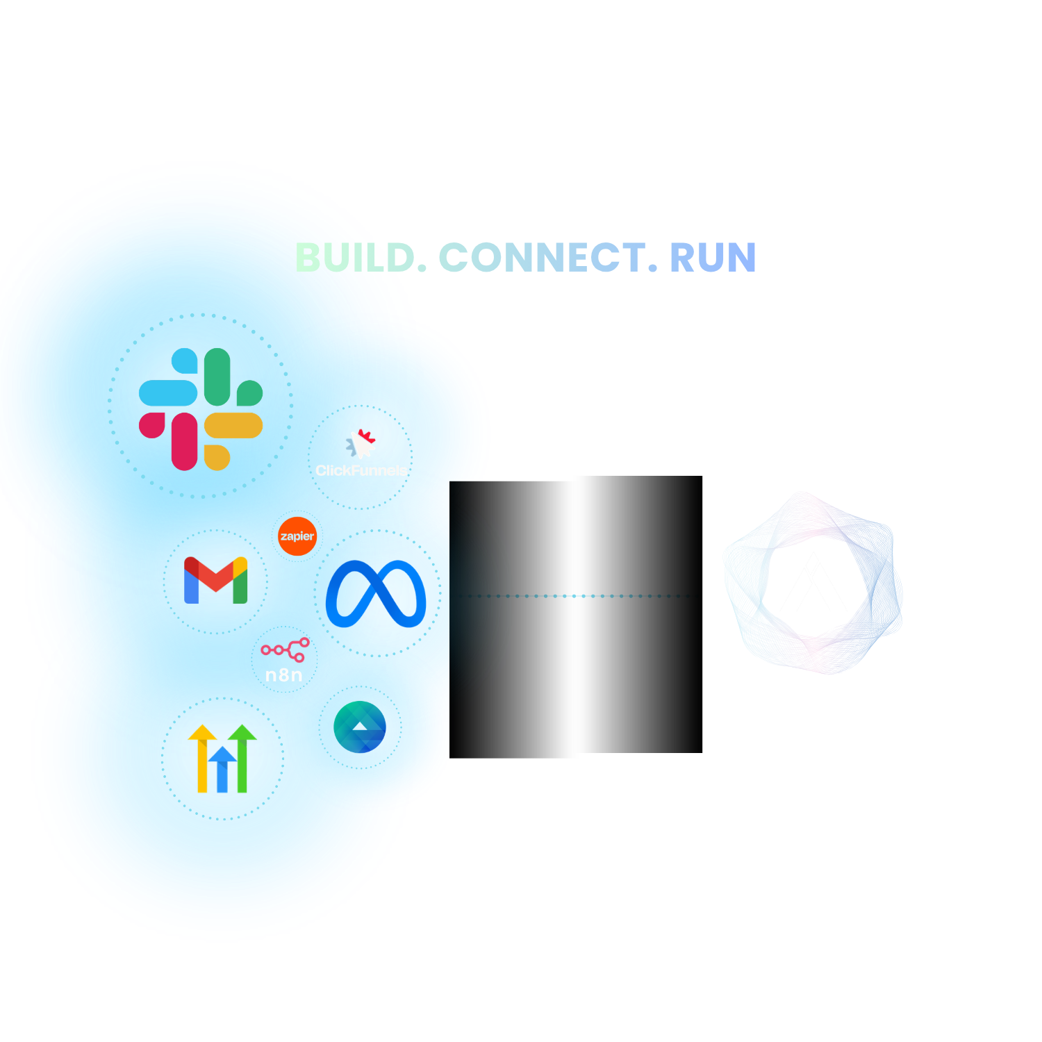 Build. Connect. Run. - RevenueLaunch integrates with Slack, ClickFunnels, Zapier, Gmail, Meta, n8n and more